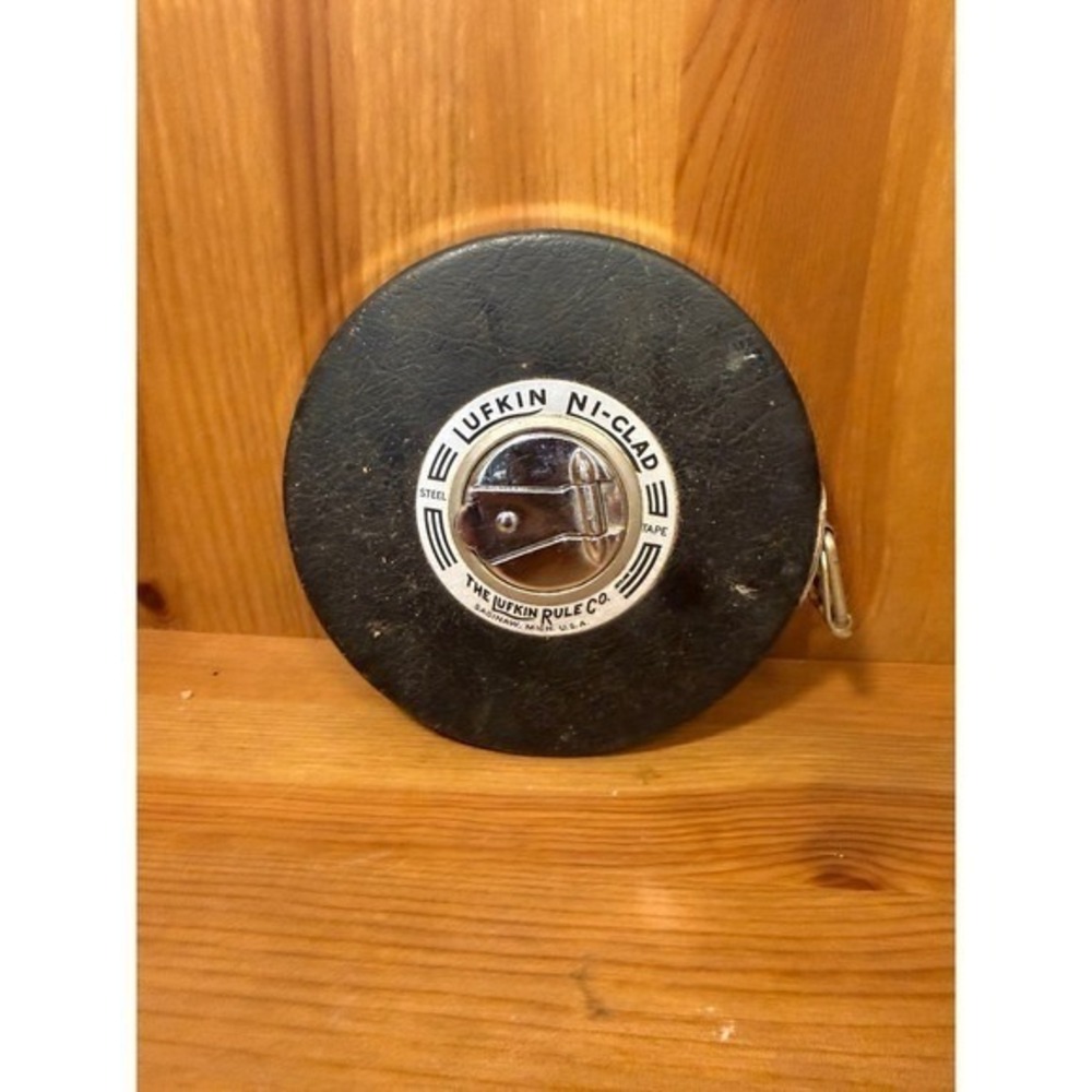 Vintage Lufkin Royal 100 Ft Ni-Clad Steel Tape Measure Surveyor Reel Saginaw MI‎